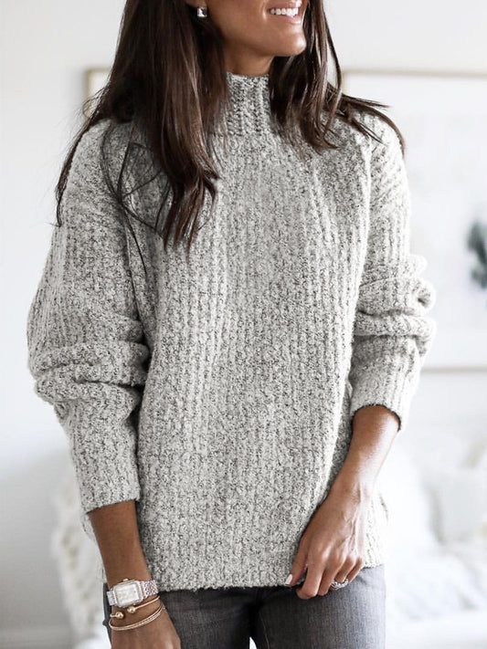 Retro Casual Solid Color Turtleneck Sweater elevenforest