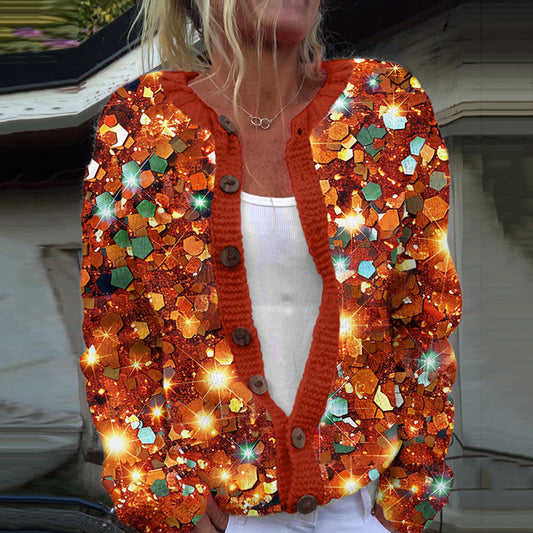 Vintage Embroidered Glitter Art Cozy Casual Sweater artswardrobe