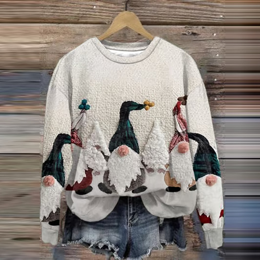 Women's Christmas Gnome Print Sweatshirt