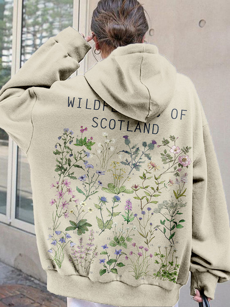 Comstylish Wildflowers Of Scotland Art Pattern Comfy Hoodie