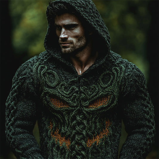 Men's Halloween Forest Monster Celtic Cozy Knit Hooded Sweater artswardrobe
