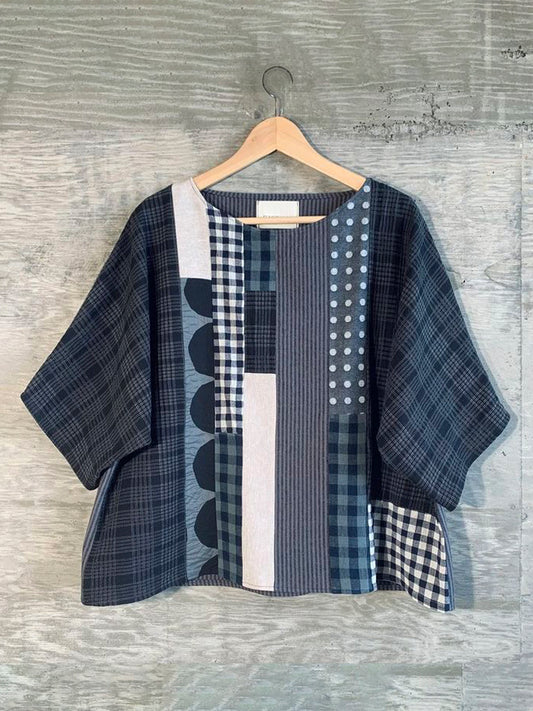 Comstylish Vintage Polka Dot Geometric Women's Linen T-shirt