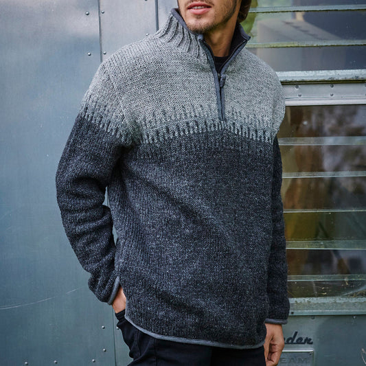 Vintage Warmth Heidelberg Knit Jacquard Icelandic Half Zip Collar Sweater（Unisex ） elevenforest