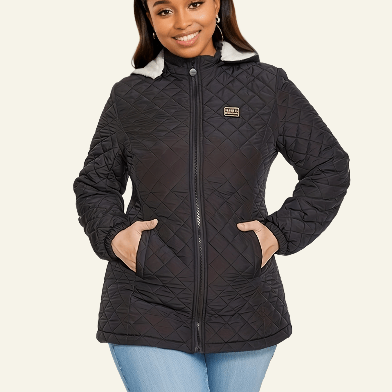 JO | Elegant oversized quilted jacket with hood