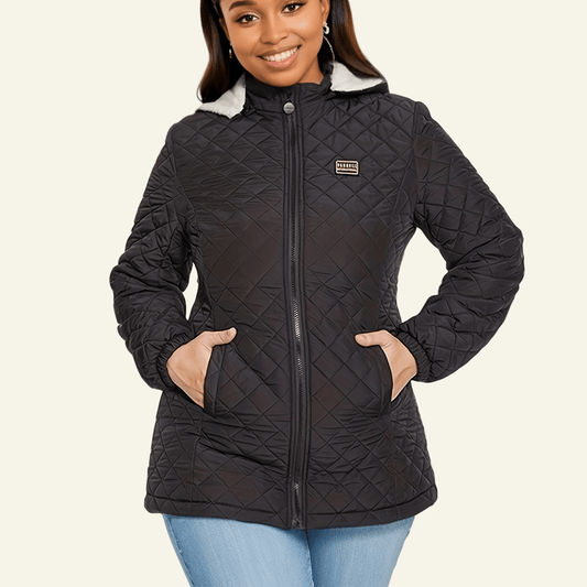 JO | Elegant oversized quilted jacket with hood