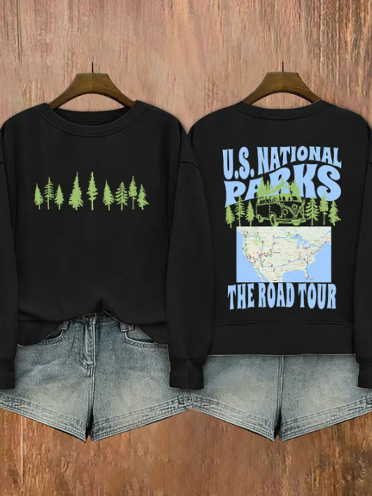 Comstylish Women's Support National Parks Printed Sweatshirt