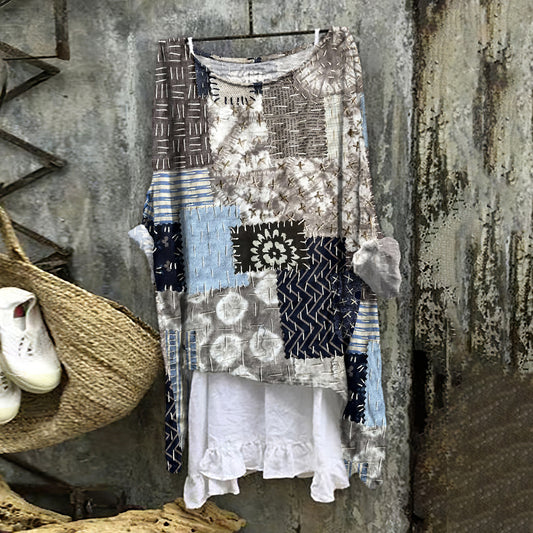 Vintage Embroidery Art Linen Blend Blouse artswardrobe