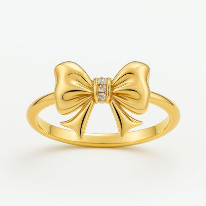 Golden Bow Crystal Ring