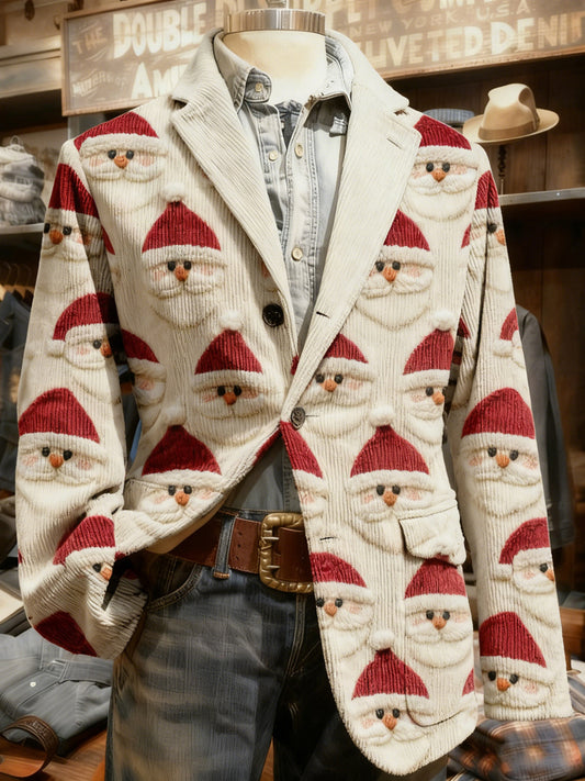 Comstylish Christmas Santa Claus Embroidered Comfy Corduroy Suit