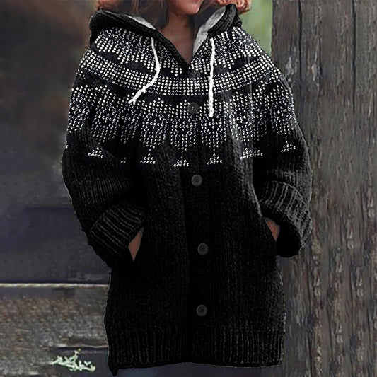 Retro Wineglass Knitted Jacquard Warm Sweater Cardigan elevenforest