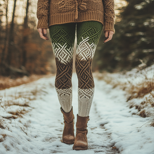 St. Patrick's Gradient Geometry Cozy Knit Leggings artswardrobe
