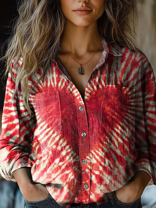 Women's Valentine's Day Love Heart Tie-Dye Pattern Art Print Casual Lo