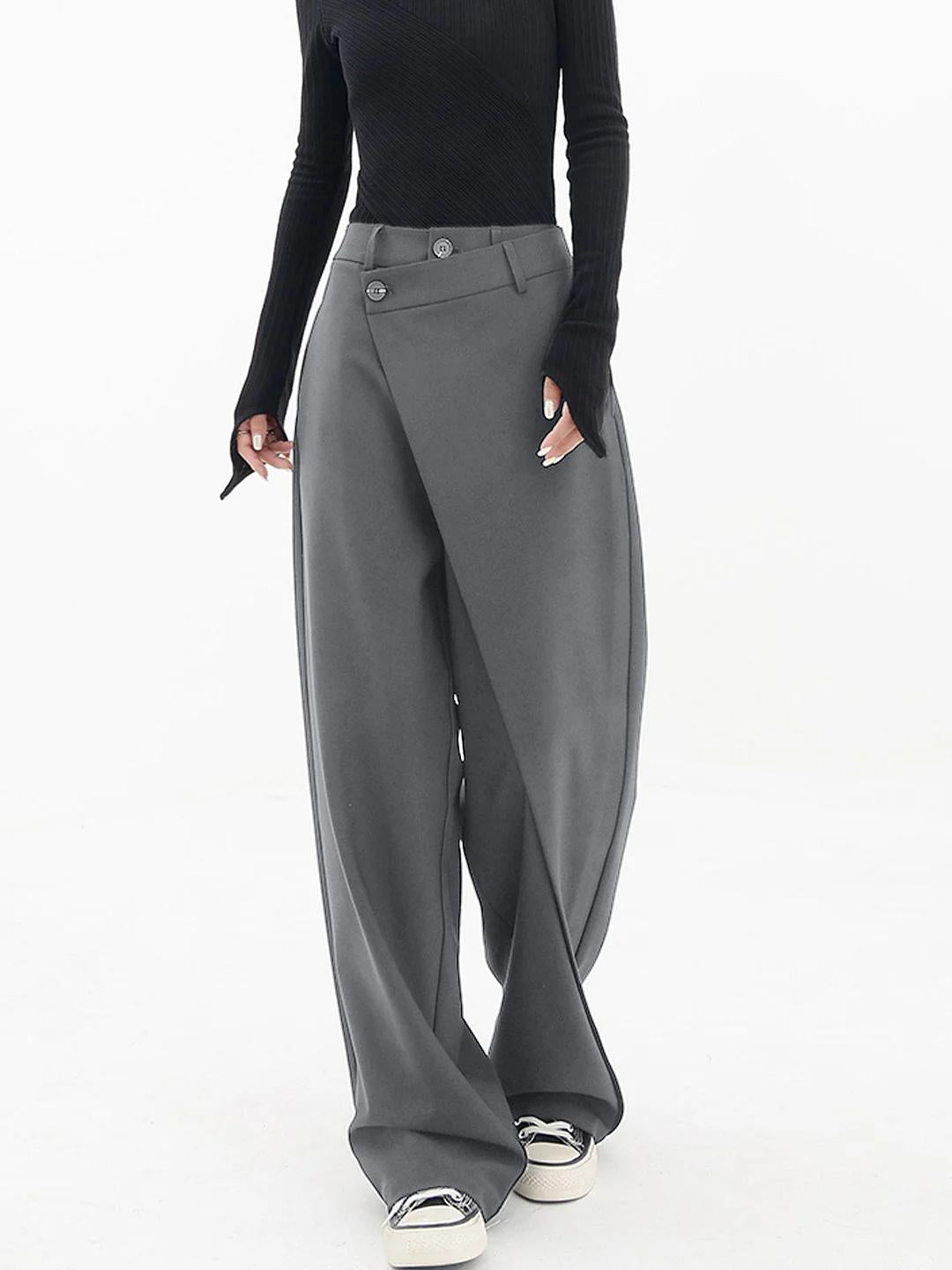 KS | Trendy asymmetric trousers with wide legs