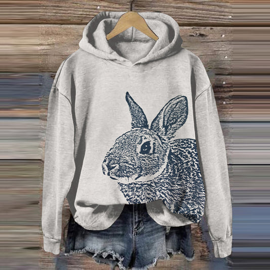 Women's Rabbit Japanese Art Casual Hoodie artswardrobe