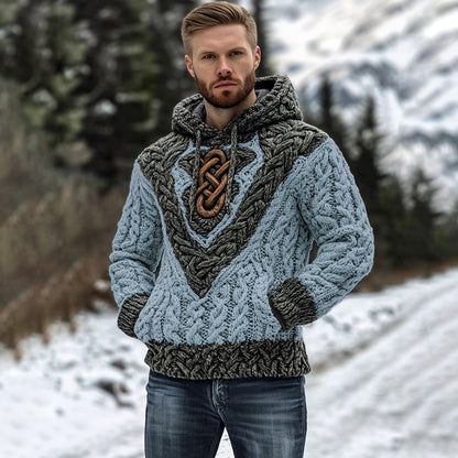 Vintage Irish Celtic Knot Men's Knit Hooded Sweater artswardrobe