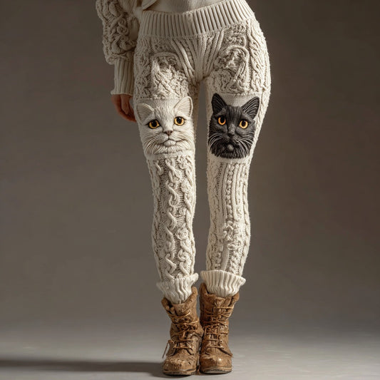 Women's Cute Cat Knitted Warm Knitted Leggings elevenforest