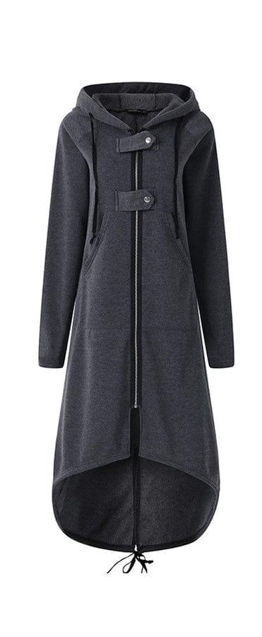 JO | Long women's jacket with zipper and buttons