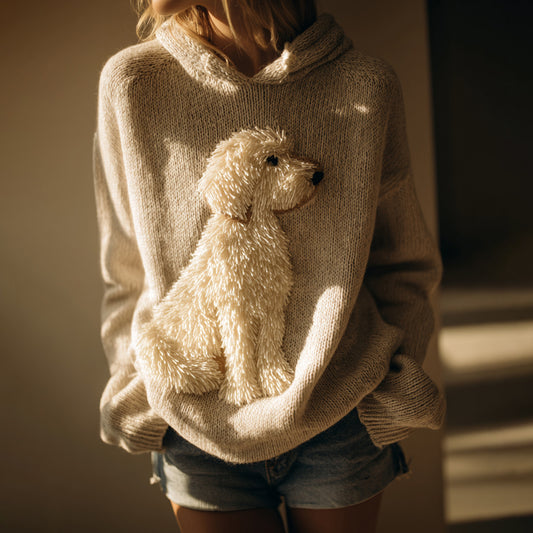 Comstylish Classic Fuzzy Labradoodle Dog Felt Cozy Knit Hooded Sweater