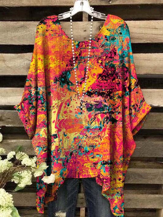 Women's Rendered Color Abstract Print Casual Top