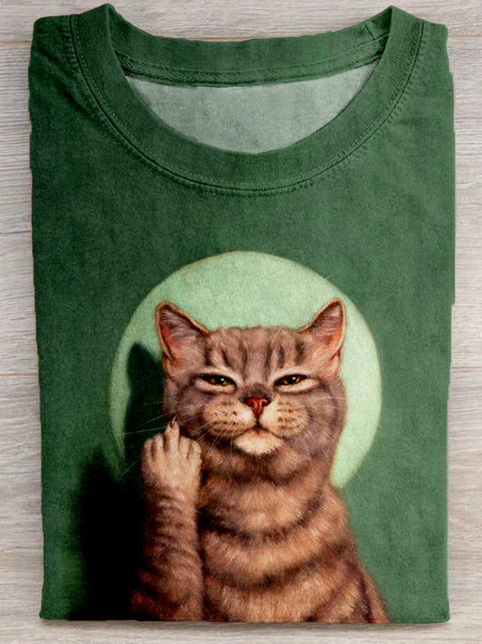 Good Morning To You Funny Cat Art Casual T Shirt elevenforest