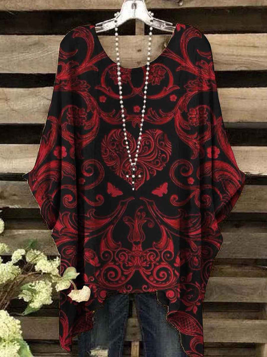Women's Vintage Floral Print Top
