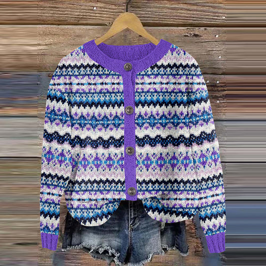 Vintage Icelandic Geometric Knit Thermal Sweater elevenforest