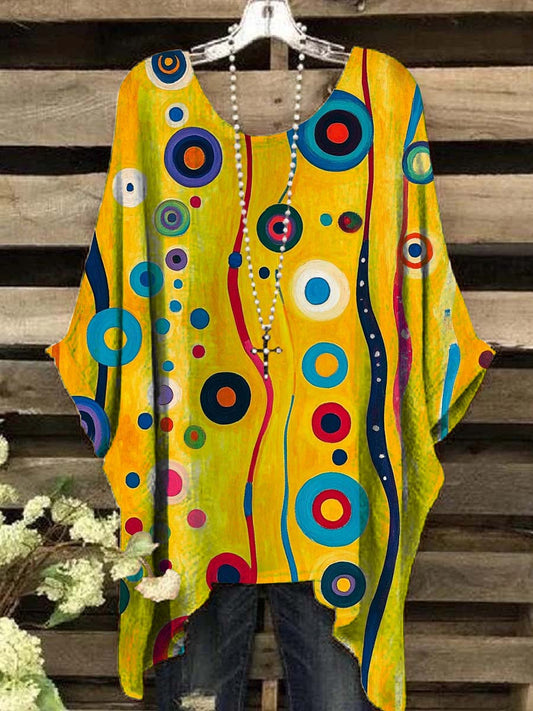 Women's Vintage Art Abstract Print Casual Top