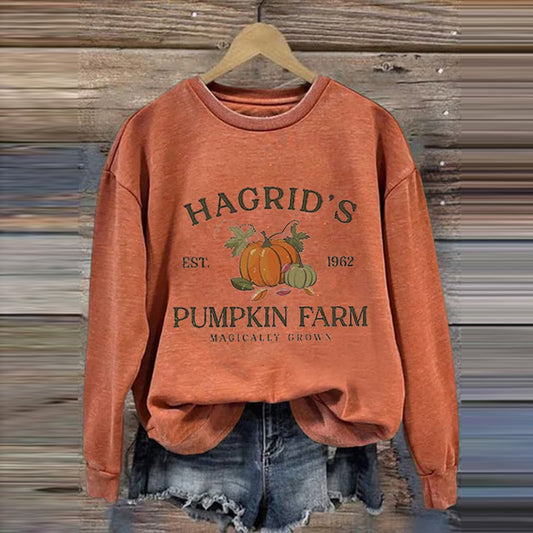 Women's Hagrid's Pumpkin Farm Print Sweatshirt artswardrobe