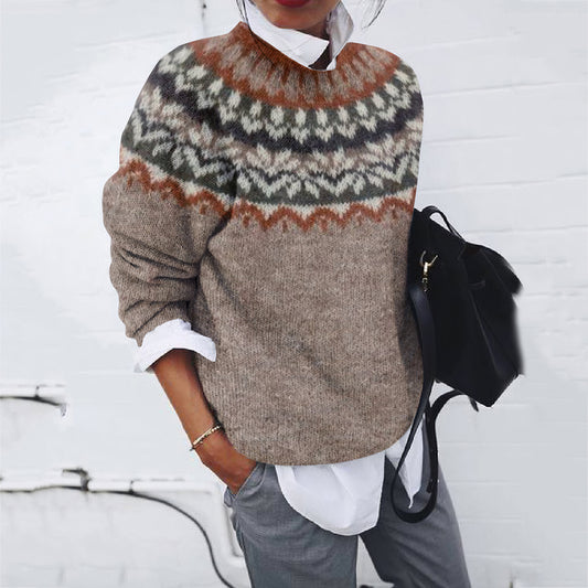 Vintage Fairman Island Print Crew Neck Sweater elevenforest