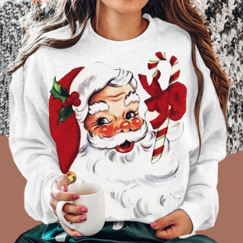 Comstylish Women's Christmas Santa Print Sweatshirt