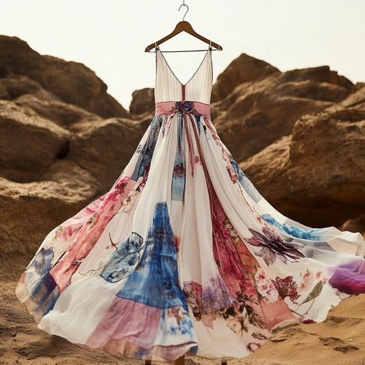 Vintage Floral Art Print Slip Dress artswardrobe