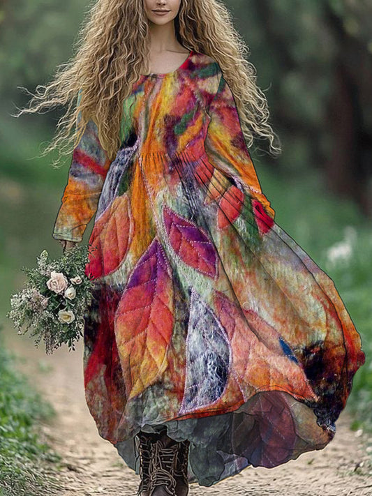 Color Tree Art Women's Linen Maxi Dress artswardrobe