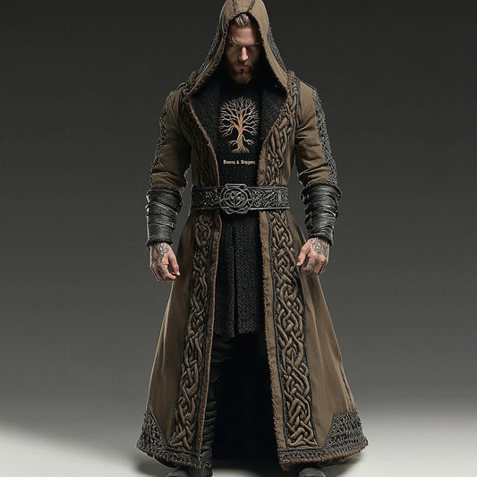 Men's Viking Themed Celtic Knot Tree Of Life Embroidered Cloak