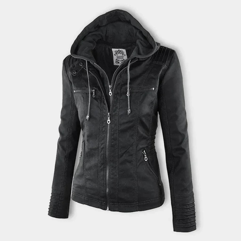 JO | Ladies leather jacket with hood