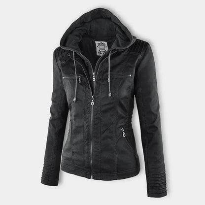 JO | Ladies leather jacket with hood