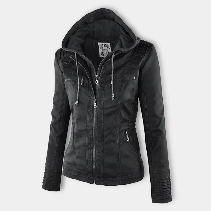 JO | Ladies leather jacket with hood