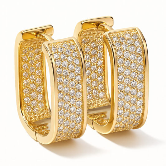 Boxy Pavé Huggies