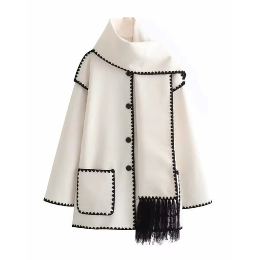 JO | loose jacket with scarf tassels