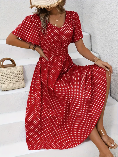KS | Printed casual dress with short sleeves