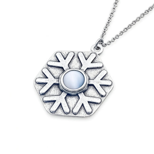 Rounded Crystal Snowflake Necklace