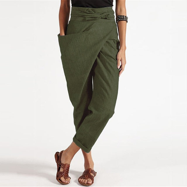KS | Elegant cropped trousers with wrap front