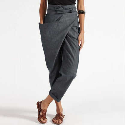 KS | Elegant cropped trousers with wrap front