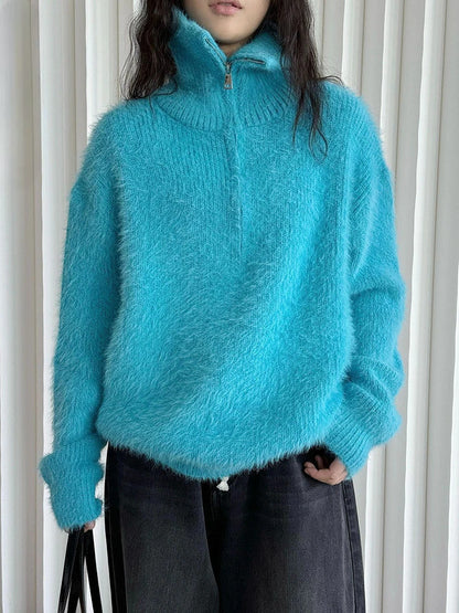 JO | Fluffy sweater with zipper