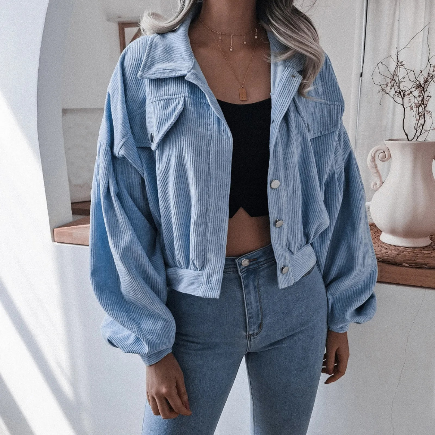 JO | casual corduroy cropped jacket