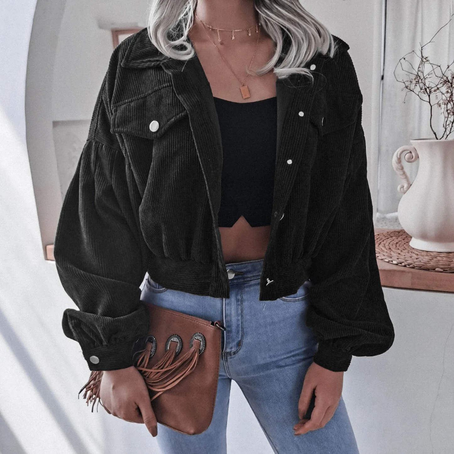 JO | casual corduroy cropped jacket