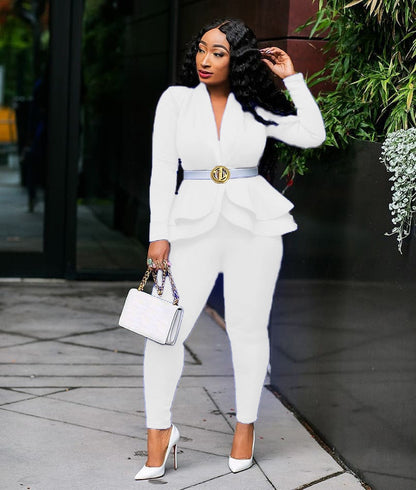 JO | Tracksuit with full sleeves ruffle blazer