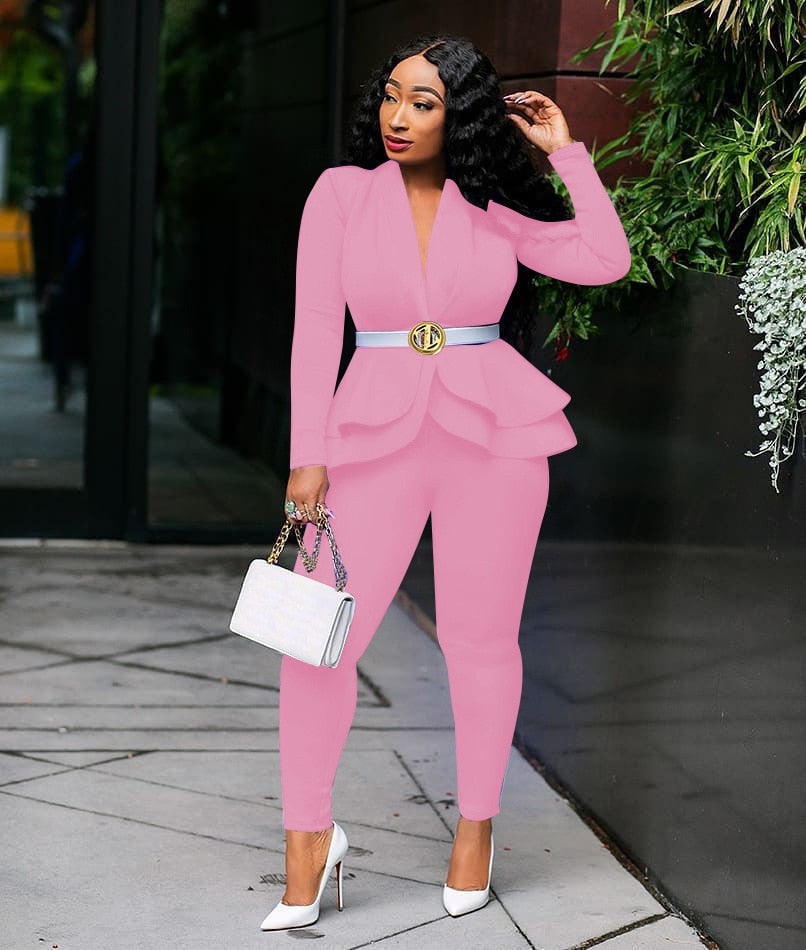 JO | Tracksuit with full sleeves ruffle blazer