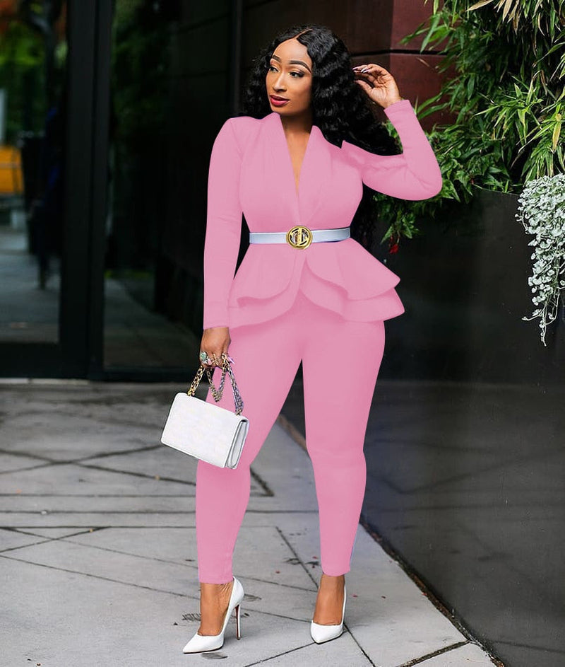 JO | Tracksuit with full sleeves ruffle blazer