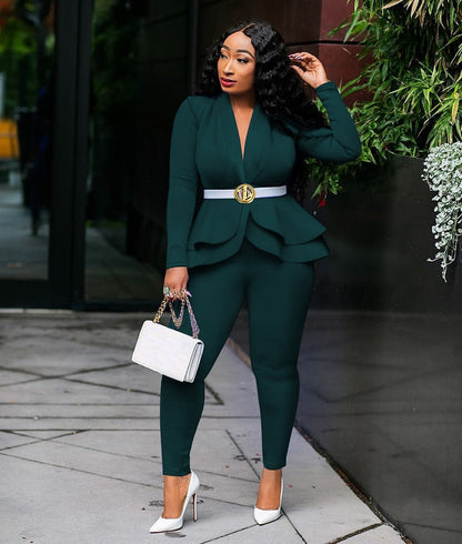JO | Tracksuit with full sleeves ruffle blazer