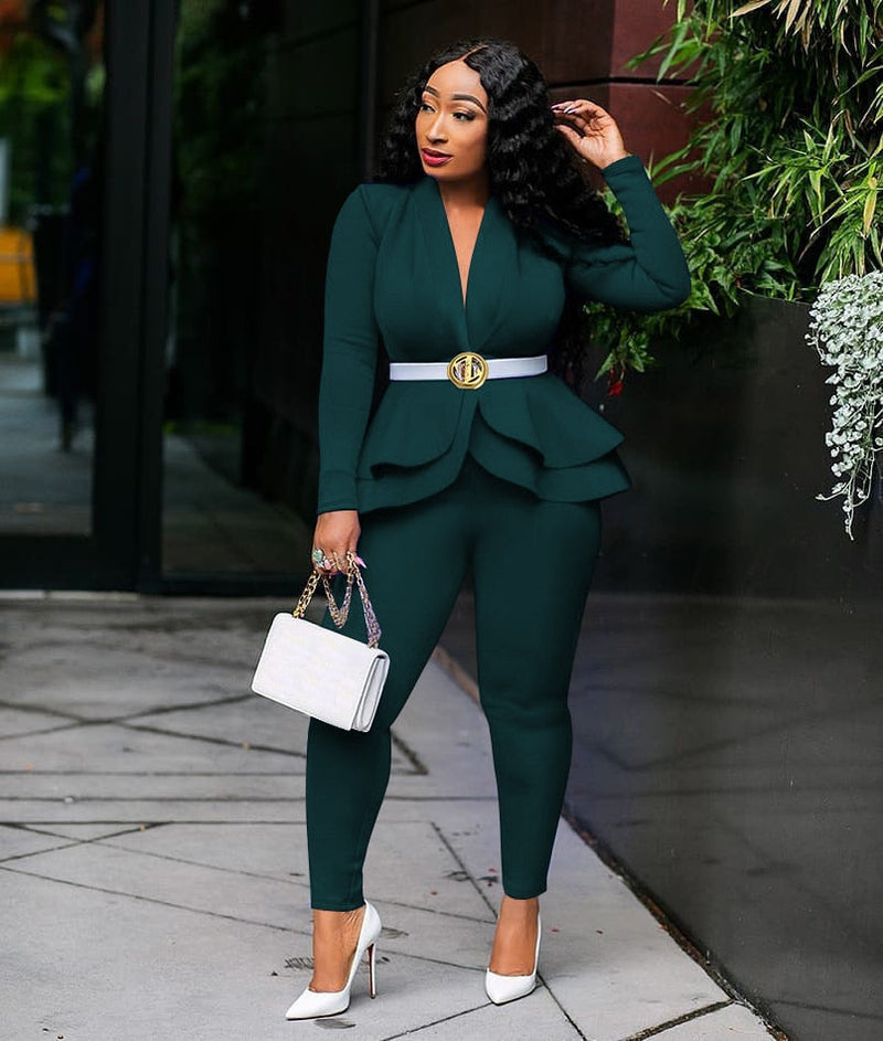 JO | Tracksuit with full sleeves ruffle blazer